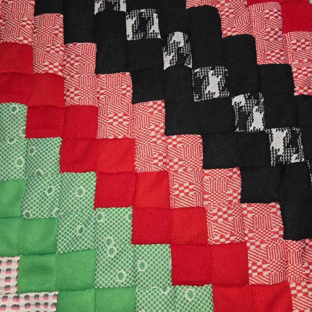 Vintage Trip Around The World Quilt Top Polyester 70's Amish Sunshine Shadow